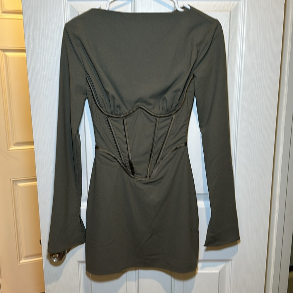Mistress Rocks Olive Long Sleeve Corset Dress